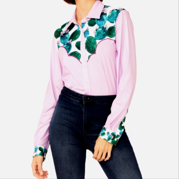 RANCH DRESS'N Fallon Taylor "Morgan" cactus Performance Rodeo Cowgirl shirt sz3X - Picture 7 of 16